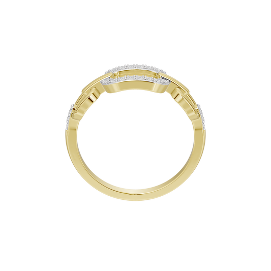 Yellow gold vermeil link lab diamond ring with channel pavé stones