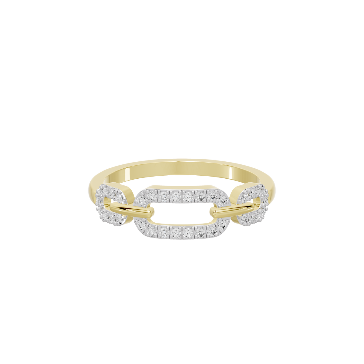 Yellow gold vermeil lab diamond ring front view with pavé stone bands