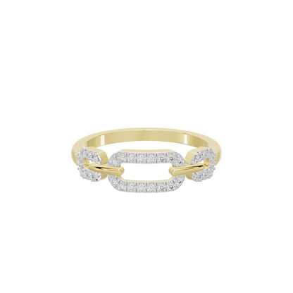 Yellow gold vermeil lab diamond ring front view with pavé stone bands