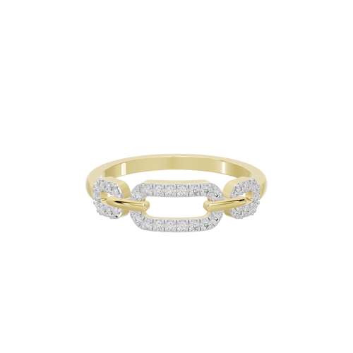 Yellow gold vermeil lab diamond ring front view with pavé stone bands