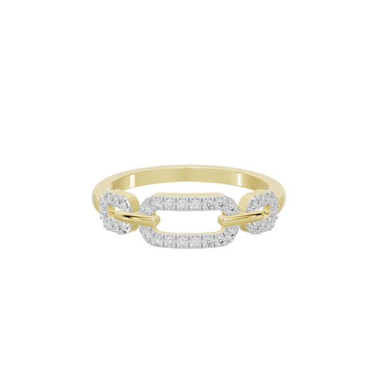 Yellow gold vermeil lab diamond ring front view with pavé stone bands