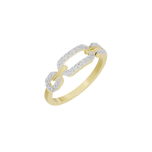 Yellow gold vermeil lab diamond ring angled view with pavé stone accents