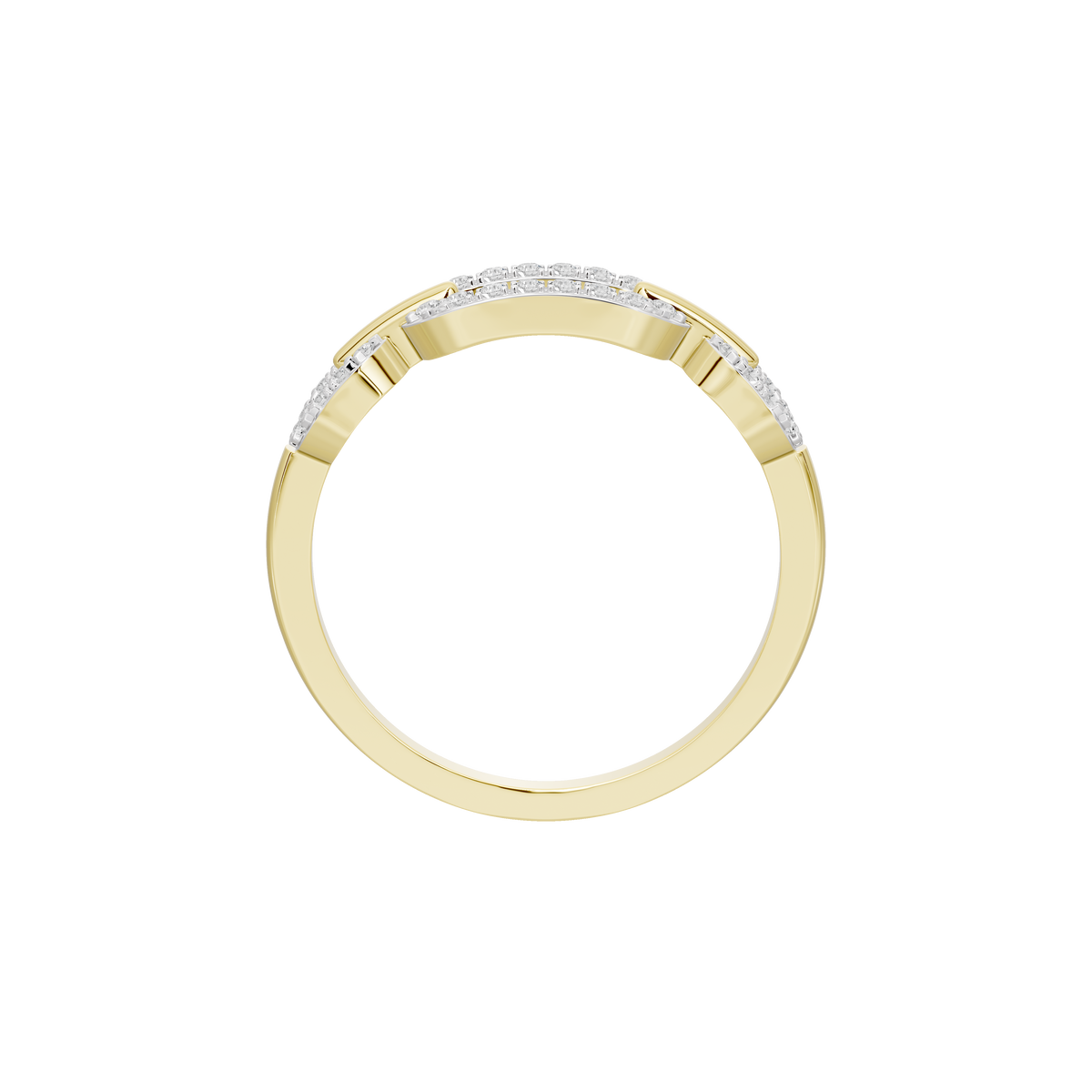 Yellow gold vermeil lab diamond ring top view with stone-set band