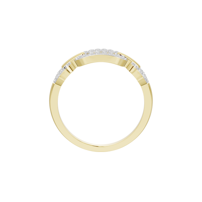 Yellow gold vermeil lab diamond ring top view with stone-set band