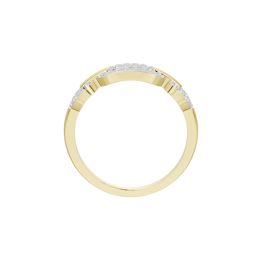 Yellow gold vermeil lab diamond ring top view with stone-set band