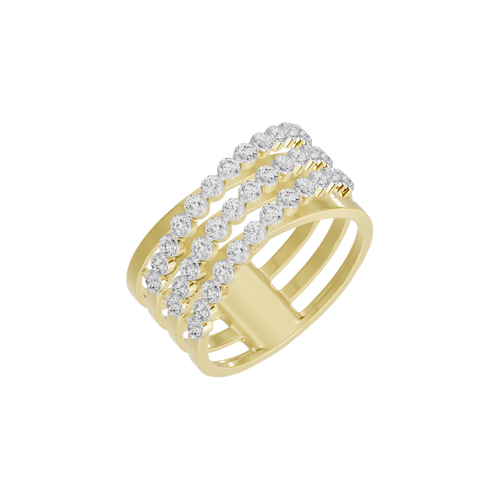 Yellow gold vermeil lab diamond stack ring with three-row pavé design