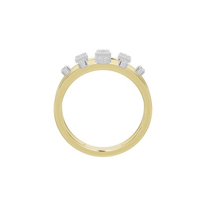 Yellow gold vermeil lab diamond ring, open band with top square-set stones