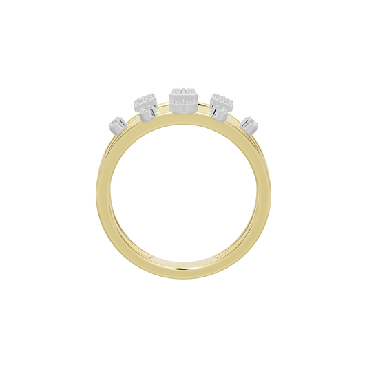 Yellow gold vermeil lab diamond ring, open band with top square-set stones