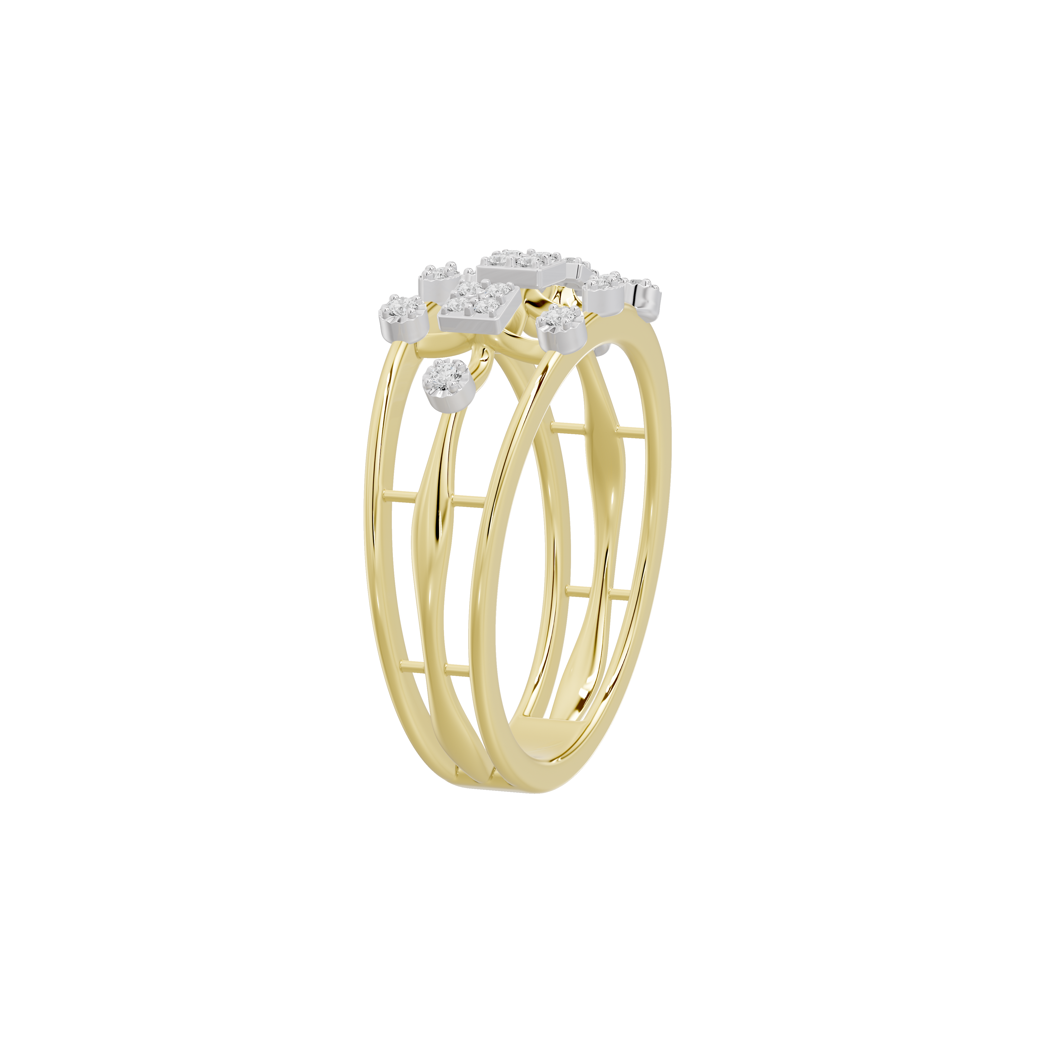 Pixel Crown Burst - Lab Diamond Ring