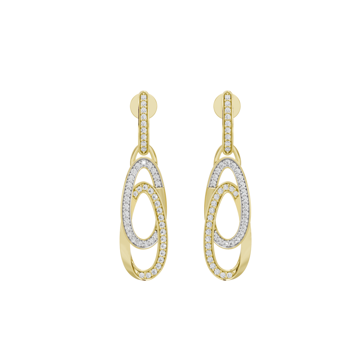 Yellow gold vermeil lab diamond drop earrings with oval ring detail
