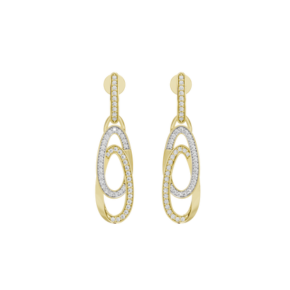 Yellow gold vermeil lab diamond drop earrings with oval ring detail