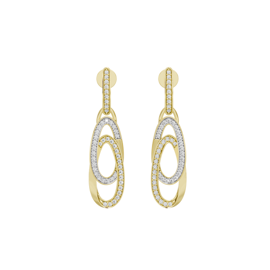 Yellow gold vermeil lab diamond drop earrings with oval ring detail