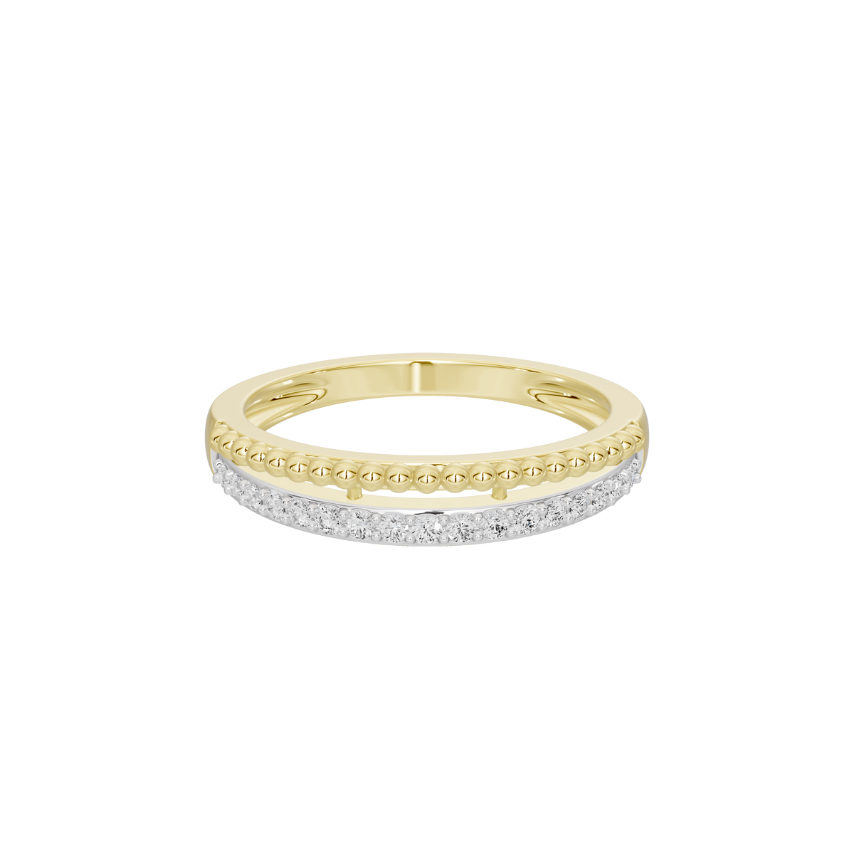 Yellow gold vermeil lab diamond band ring with pavé detail