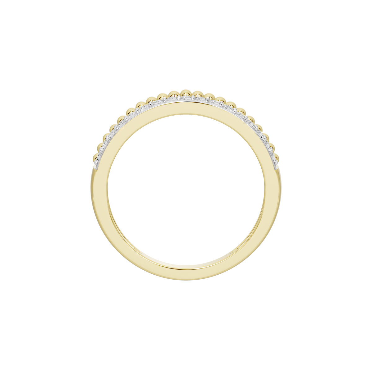 Yellow gold vermeil lab diamond band ring viewed from above, slim profile