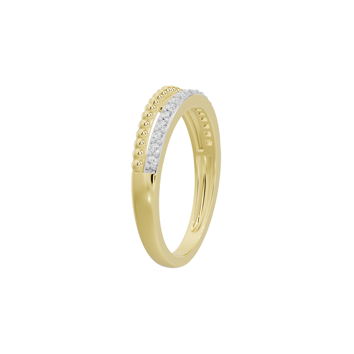 Yellow gold vermeil lab diamond band ring with raised pavé top