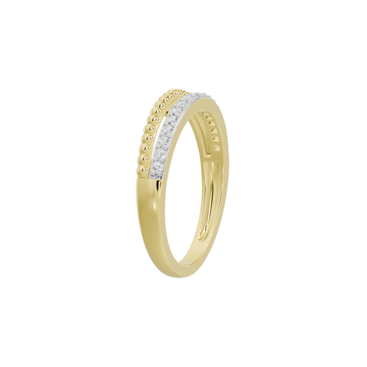 Yellow gold vermeil lab diamond band ring with raised pavé top