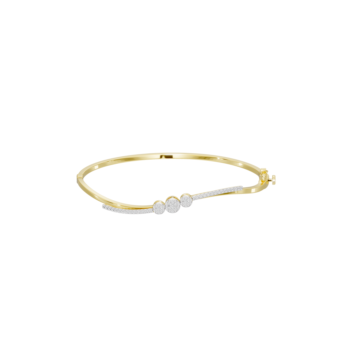 Yellow gold vermeil three-stone lab diamond cluster bracelet