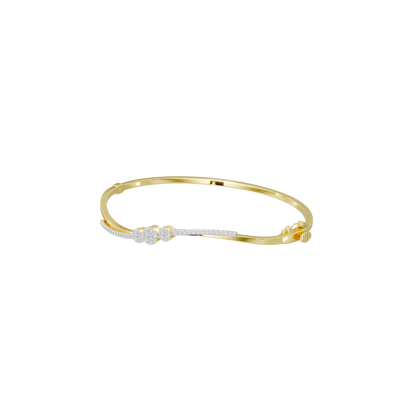 Yellow gold vermeil three-stone lab diamond cluster bracelet, side view