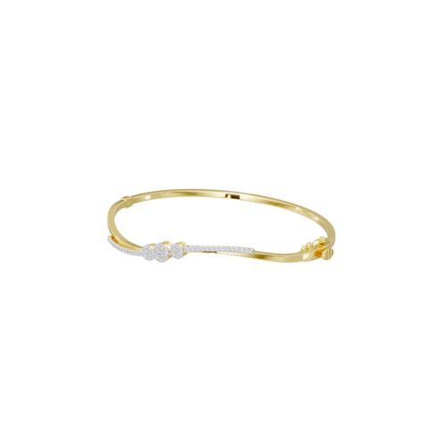 Yellow gold vermeil three-stone lab diamond cluster bracelet, side view