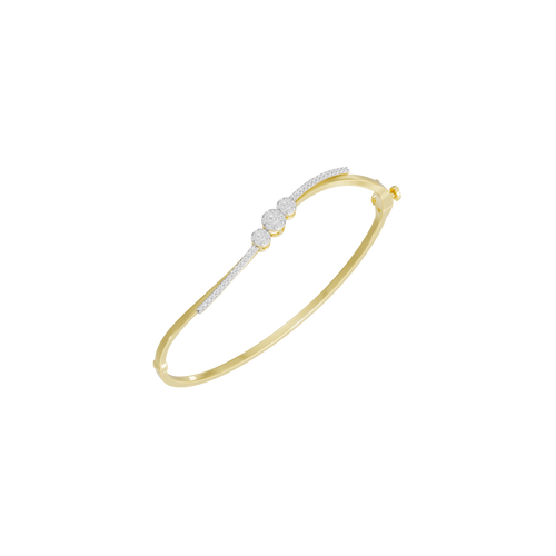 Yellow gold vermeil three-stone cluster bracelet with round white stones
