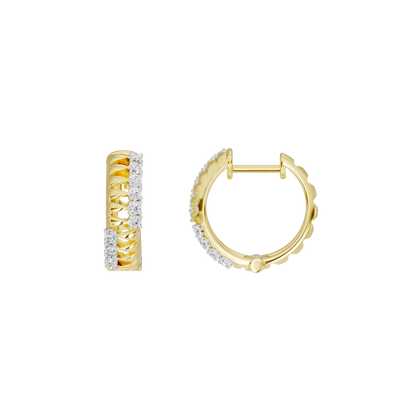 Yellow gold vermeil hoop earrings with lab-grown diamond row detail, side view