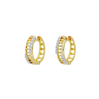 Yellow gold vermeil hoop earrings with lab-grown diamond accents, front view