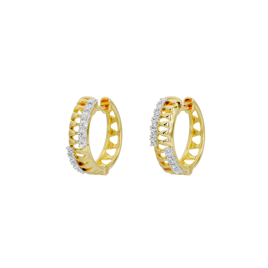 Yellow gold vermeil hoop earrings with lab-grown diamond accents, front view