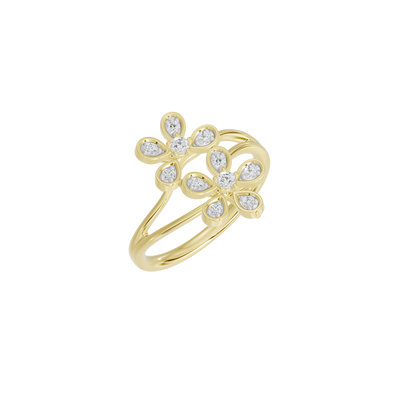 Yellow gold vermeil lab diamond bloom ring, side profile view