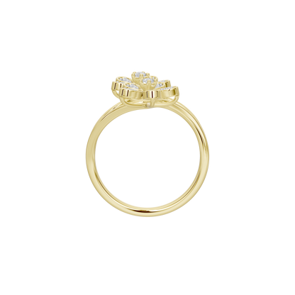 Yellow gold vermeil lab diamond bloom ring, top view