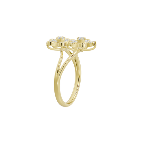 Yellow gold vermeil lab diamond bloom ring, angled view