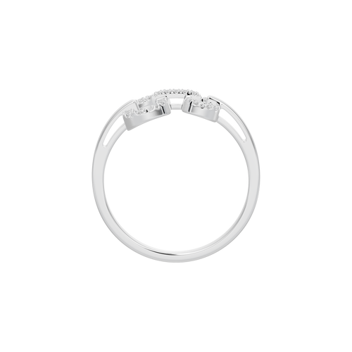 Sterling silver lab diamond ring top view with stone-set link detail