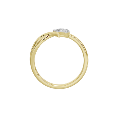 Yellow gold vermeil lab diamond ring top view with round center stone