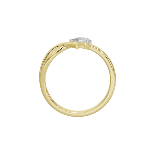 Yellow gold vermeil lab diamond ring top view with round center stone