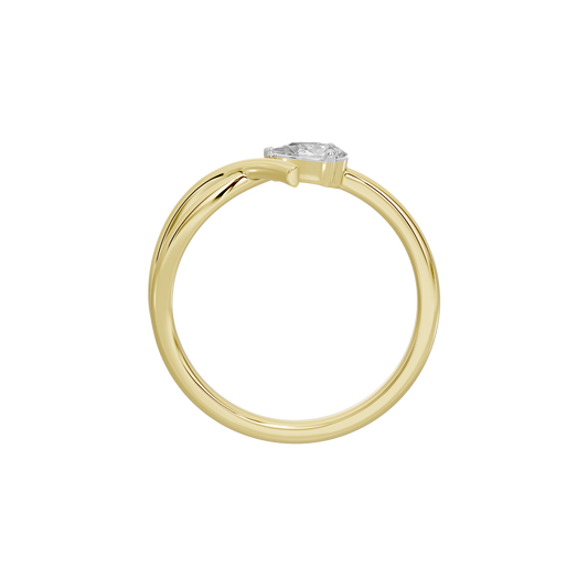 Yellow gold vermeil lab diamond ring top view with round center stone