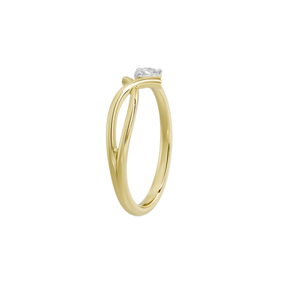Yellow gold vermeil lab diamond ring side view with round center stone