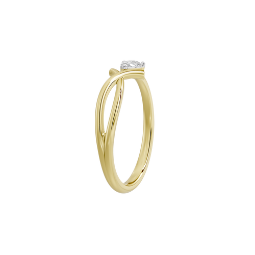 Yellow gold vermeil lab diamond ring side view with round center stone
