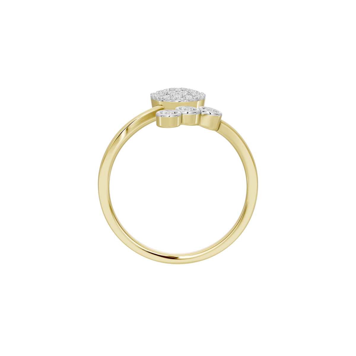 Round pavé lab diamond ring with yellow gold vermeil band and raised center