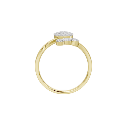 Round pavé lab diamond ring with yellow gold vermeil band and raised center