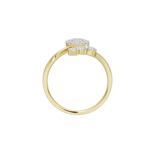 Round pavé lab diamond ring with yellow gold vermeil band and raised center