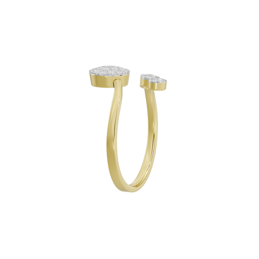Yellow gold vermeil ring with round pavé stone top and slim curved bands