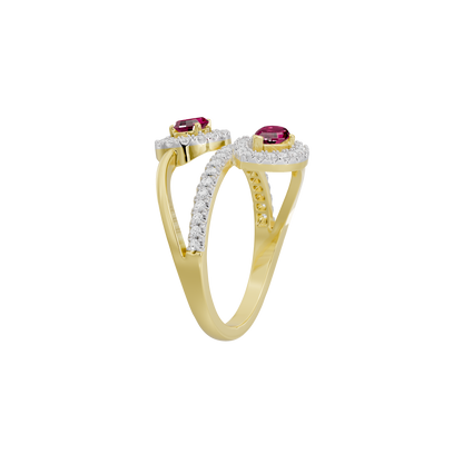Yellow gold vermeil lab diamond ring with pink oval center stone and halo