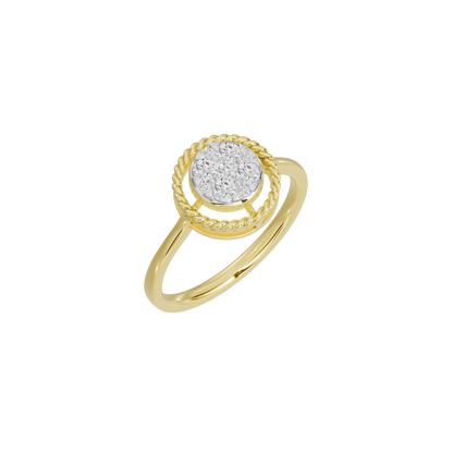 Yellow gold vermeil lab diamond halo ring with braided band