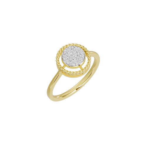 Yellow gold vermeil lab diamond halo ring with braided band