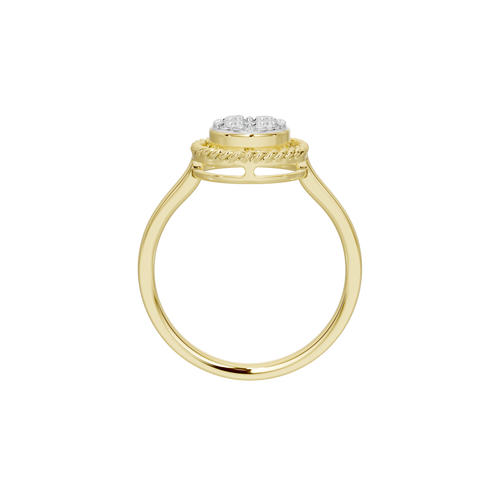 Yellow gold vermeil lab diamond halo ring with braided halo top view