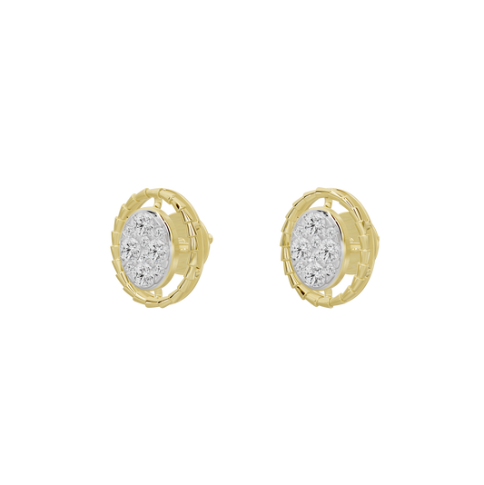 Oval lab diamond halo earrings in yellow gold vermeil with oval center stone, pair