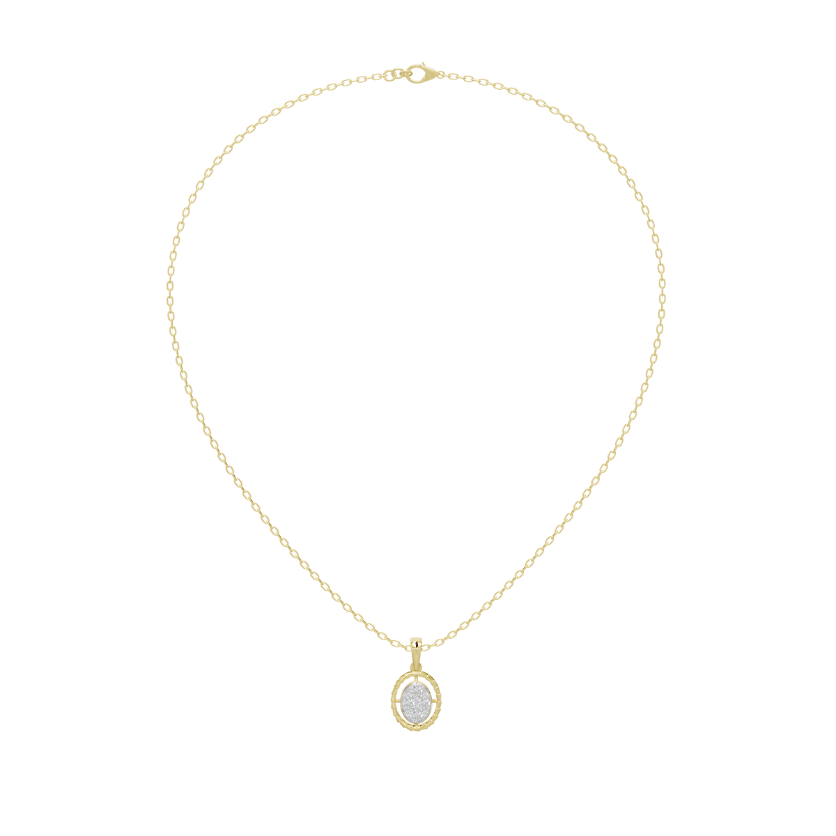 Gold vermeil cable chain necklace with small oval pendant charm