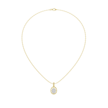 Gold vermeil cable chain necklace with small oval pendant charm