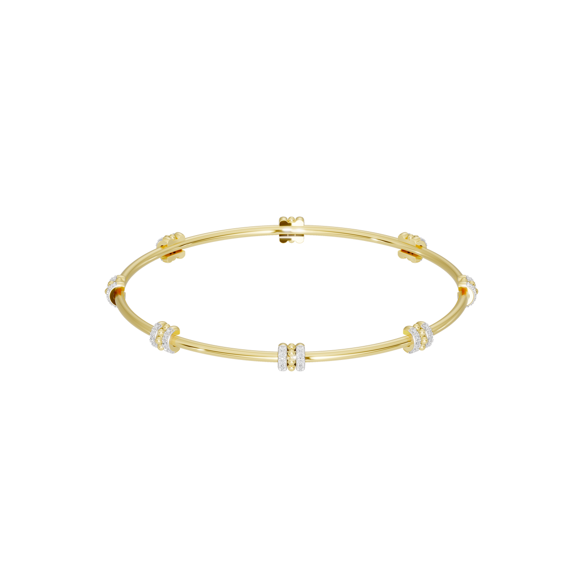 Yellow gold vermeil lab diamond bangle with central pavé diamond stations