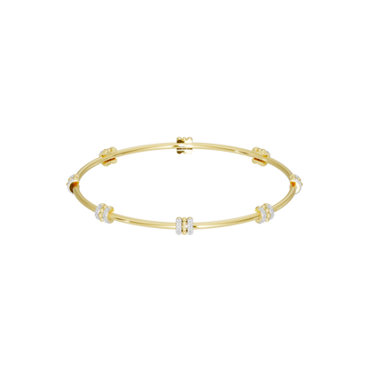 Yellow gold vermeil lab diamond bangle with central pavé diamond stations