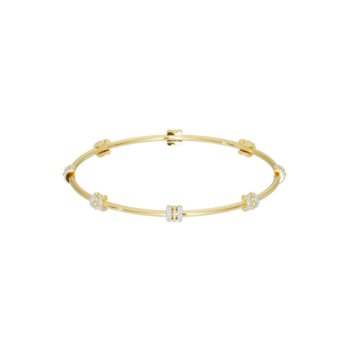 Yellow gold vermeil lab diamond bangle with central pavé diamond stations